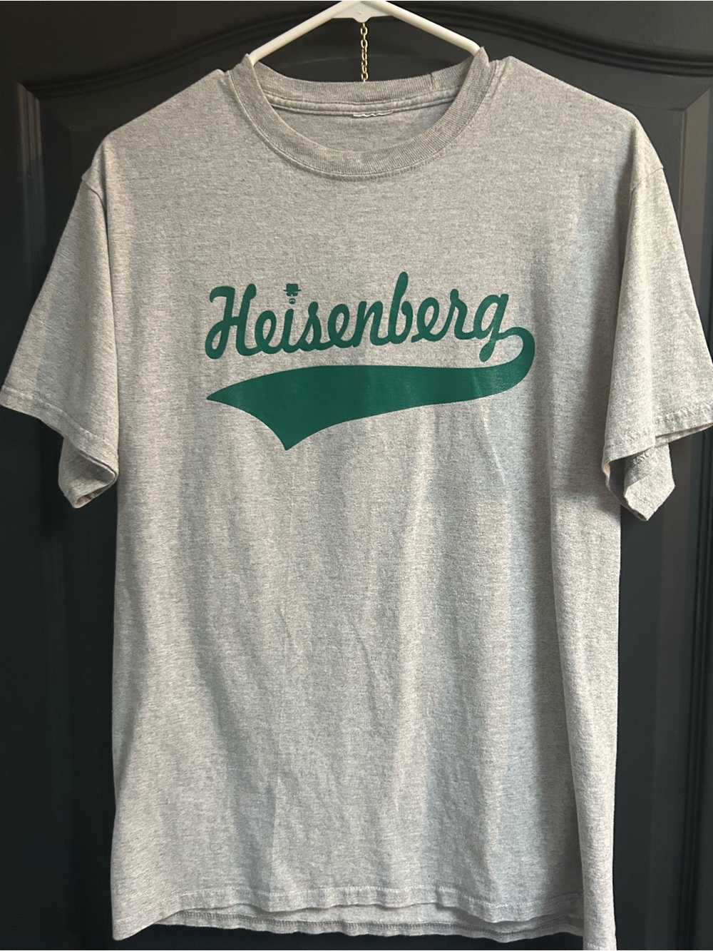 Heisenberg Graphic Tee in Heather Gray with Green Script